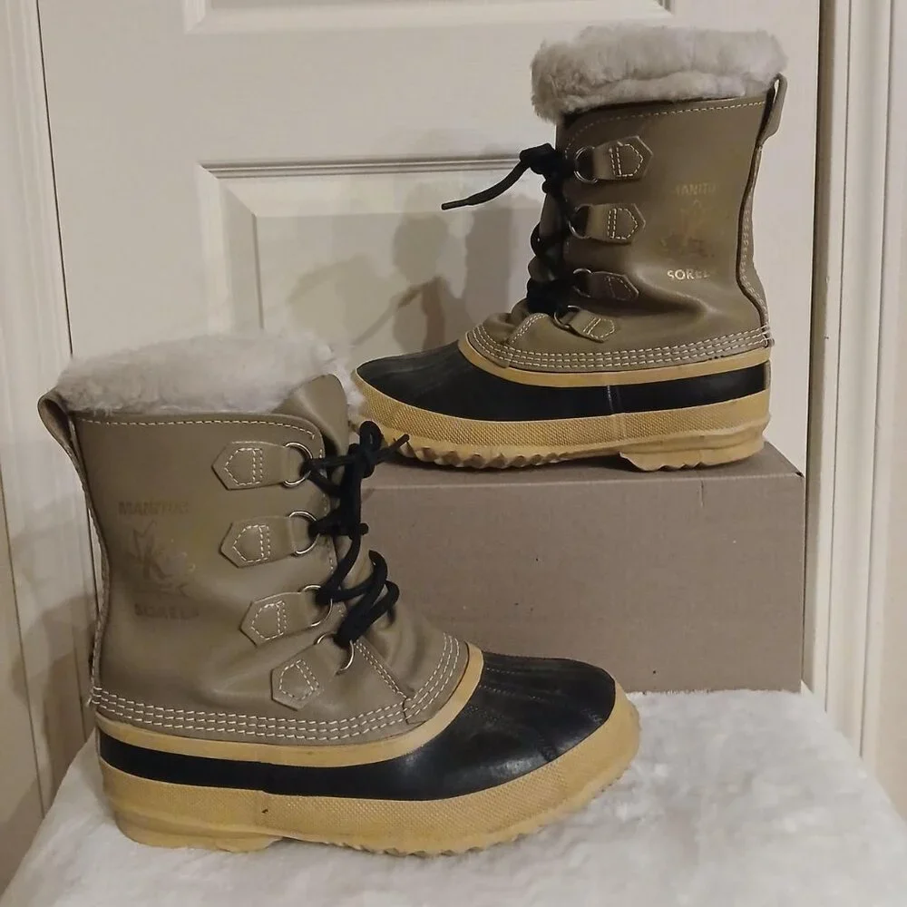 Vintage Manitou Sorel wool insulated insert snow boots Men's Sz 9
